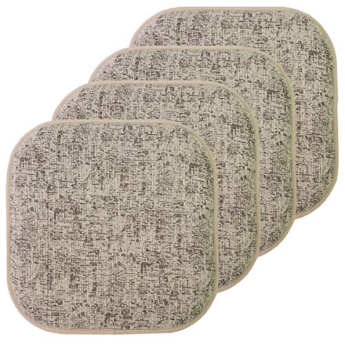 Sweet Home Collection Chair Cushion Memory Foam Pads Honeycomb Pattern Slip Non Skid Rubber Back Rounded Square 16" x 16" Seat Cover, 4 Pack, Broadway Chocolate/Cream - color: Broadway Chocolate/Cream, size: 4 Pack