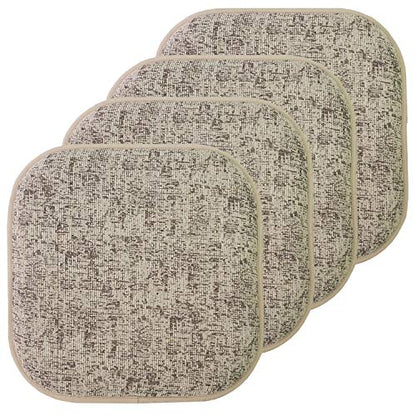 Sweet Home Collection Chair Cushion Memory Foam Pads Honeycomb Pattern Slip Non Skid Rubber Back Rounded Square 16" x 16" Seat Cover, 4 Pack, Broadway Chocolate/Cream - color: Broadway Chocolate/Cream, size: 4 Pack