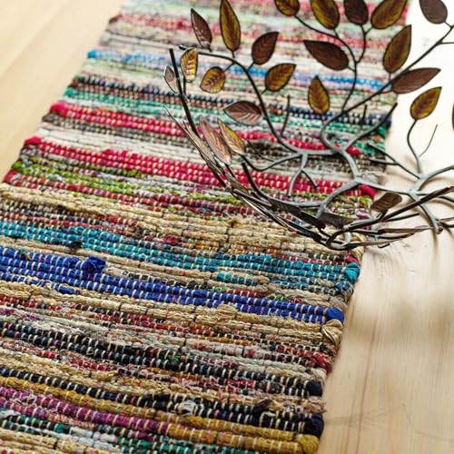 Eco Friendly Rainbow Multi Chindi Colorful Table Runner. Size: 13''x36'', Multi Color - color: Multi Color, size: 13x36 Inch.