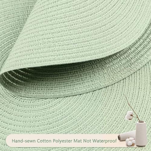 FunWheat Round Braided Placemats Set of 6 Place mats for Dining Tables Woven Heat Resistant Table Mats 15 inch (Mint Green) - color: Solid Mint Green, size: 6pcs