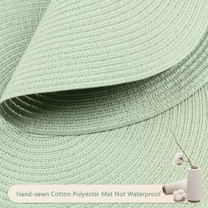 FunWheat Round Braided Placemats Set of 6 Place mats for Dining Tables Woven Heat Resistant Table Mats 15 inch (Mint Green) - color: Solid Mint Green, size: 6pcs