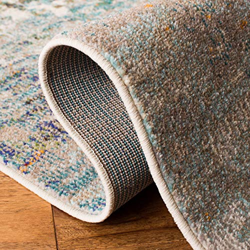 SAFAVIEH Madison Collection Runner Rug - 2'2" x 6', Grey & Blue, Modern Abstract Design, Non-Shedding & Easy Care, Ideal for High Traffic Areas in Living Room, Bedroom (MAD471F) - color: Grey/Blue, size: 2'2" x 6' (Runner)