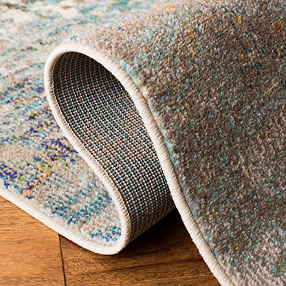 SAFAVIEH Madison Collection Runner Rug - 2'2" x 6', Grey & Blue, Modern Abstract Design, Non-Shedding & Easy Care, Ideal for High Traffic Areas in Living Room, Bedroom (MAD471F) - color: Grey/Blue, size: 2'2" x 6' (Runner)