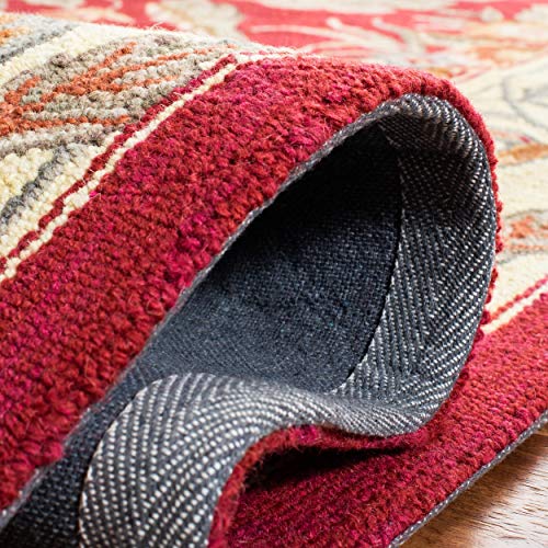 SAFAVIEH Chelsea Collection 3' Round Red HK141C Hand-Hooked French Country Wool Area Rug - color: Red, size: 3' (Round)