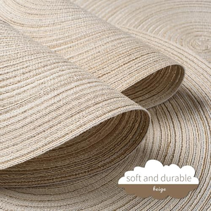 FunWheat Round Braided Placemats Set of 4 Place mats for Dining Tables Woven Heat Resistant Table Mats 15 inch (E Beige, 4pcs) - color: Multi Beige, size: 4pcs