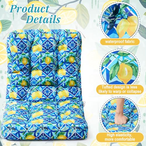 Hoteam 4 Set Outdoor Patio Chair Cushions 20 x 42 in Deep Seat Waterproof Patio Cushions Set for Furniture Replacement Removable Seat and Back (Mediterranean Lemon) - style: waterproof