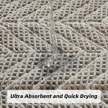 BULULOM Upgraded Bath Mat, Non Slip, Machine Washable - Super Absorbent Waffle Weave, Rubber Backed, Ultra Soft - Gray, 17" x 24" - color: Aa-grey, size: 17"*24"