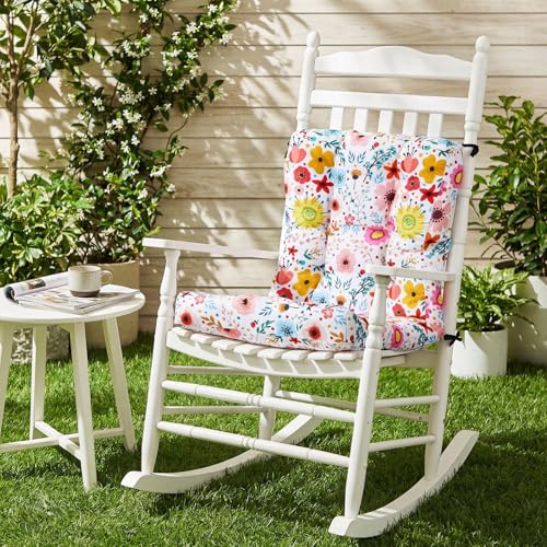 Hoteam 4 Set Outdoor Patio Chair Cushions 20 x 42 in Deep Seat Waterproof Patio Cushions Set for Furniture Replacement Removable Seat and Back (Watercolor Flowers) - style: Watercolor Flowers