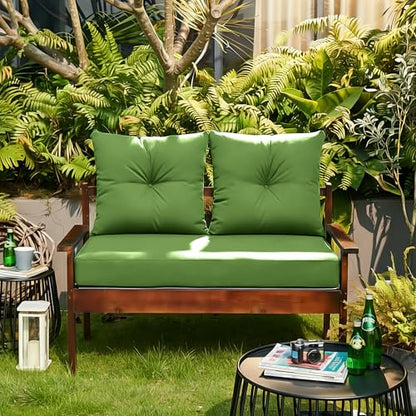 ARTPLAN Loveseat Patio Deep Seat Cushions 46"x24"x5" Bench Pad,Kale Green | High-density foam fill, solution-dyed UV water repellent fabric, zipper removable cover fits patio swing & bench furniture - color: Kale Green