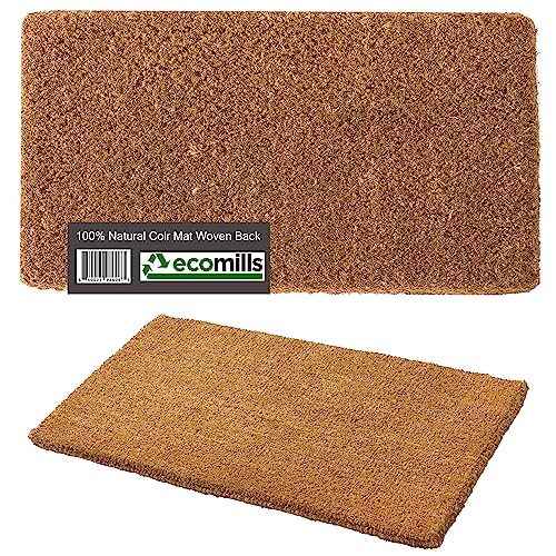 Ecomills 1.5" Extra Thick Coco Coir Doormat with Woven Back, 16" x 27", Natural Coconut Fiber Welcome Mat, Heavy Duty Outdoor Door Mat for Front Door, Entrance, Porch, Patio