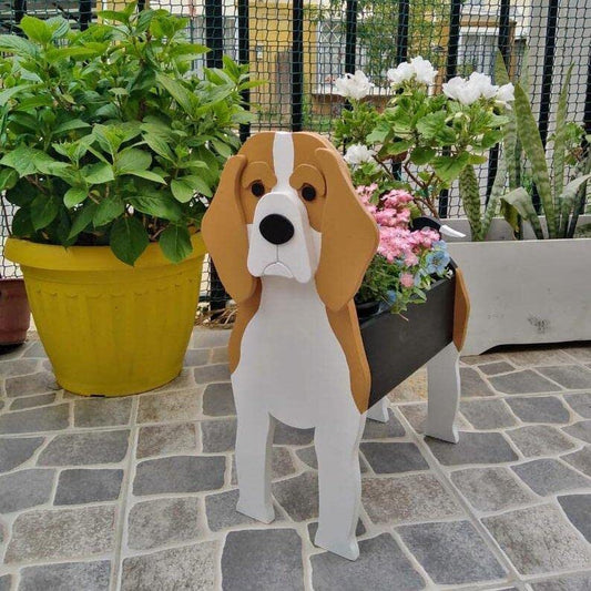 Beagle Pet Dog Animal Bonsai Holder Cute Shape Art Plant Storage Pot Villa Garden Indoor Outdoor Office Decor Ornaments 24 * 18cm/9.45 * 7.09inch - color: Beagle, size: 24*18cm/9.45*7.09in