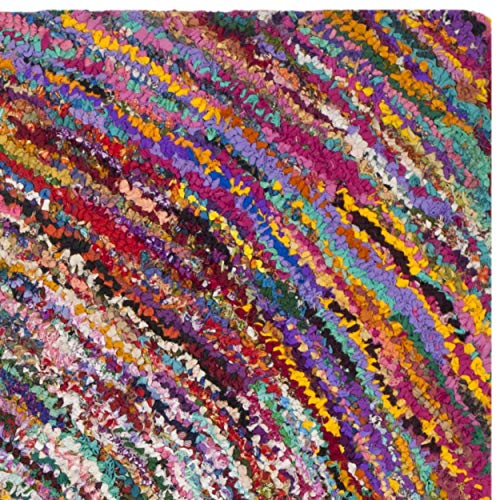 SAFAVIEH Nantucket Collection Area Rug - 6' Square, Multi, Handmade Boho Abstract Circle Cotton, Ideal for High Traffic Areas in Living Room, Bedroom (NAN315A) - size: 6' x 6' (Square)