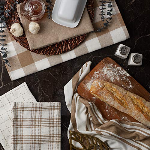 DII Basic Kitchen Large Cotton Dishtowel Set of 5, 18x28, Stone - color: Stone