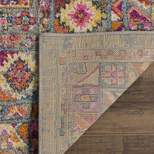SAFAVIEH Madison Collection Runner Rug - 2'3" x 8', Light Grey & Fuchsia, Boho Chic Medallion Design, Non-Shedding & Easy Care, Ideal for High Traffic Areas in Living Room, Bedroom (MAD133G) - color: Light Grey/Fuchsia, size: 2'3" x 8' (Runner)
