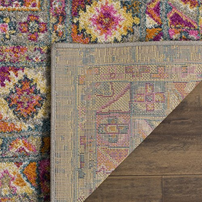 SAFAVIEH Madison Collection Runner Rug - 2'3" x 8', Light Grey & Fuchsia, Boho Chic Medallion Design, Non-Shedding & Easy Care, Ideal for High Traffic Areas in Living Room, Bedroom (MAD133G) - color: Light Grey/Fuchsia, size: 2'3" x 8' (Runner)