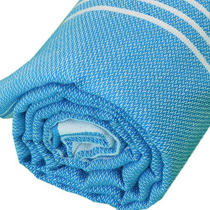 Bersuse Towels Anatolia XL Beach Blanket Throw Blanket Turkish Towel 100% Cotton Extra-Large Quick-Dry Lightweight Premium Peshtemal Towel - 61x82 Inches, Ocean Blue - color: Ocean Blue