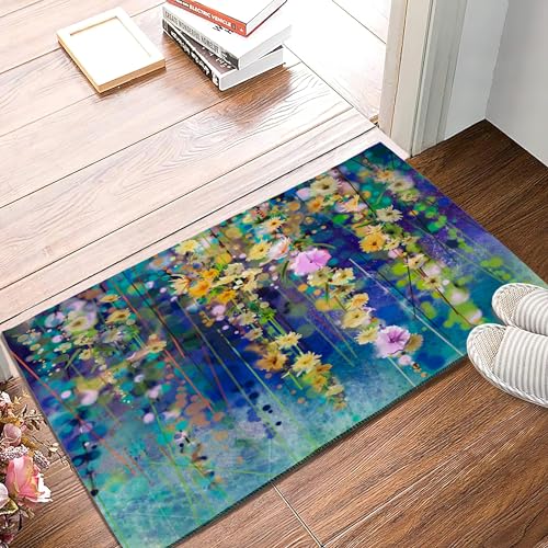 SPUNKER Doormat Abstract Floral Watercolor Painting Door Welcome Mat Vintage Rustic Yard Non Slip Seasonal Home Decoration Indoor Outdoor 17 X 30 Inch - color: Abstract Floral