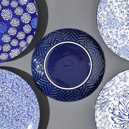 Selamica Ceramic Dinner Plates set of 4, 10.5 Inch Ceramic Plates for Kitchen, Large Serving Plates for Pasta Salad Steak, Microwave Dishwasher Safe, Blue - size: 10.5 Inch