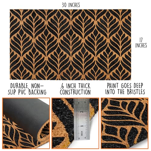 Door Mat Modern Outdoor 30x17 Inch, Geometric Pattern Welcome Mat Coir | Natural Coco Fibers, Dirt Scraper, Pvc Backing, Covered Porch Farmhouse Decor, Warm Welcome Everyday Use, Housewarming Gift