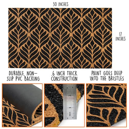 Door Mat Modern Outdoor 30x17 Inch, Geometric Pattern Welcome Mat Coir | Natural Coco Fibers, Dirt Scraper, Pvc Backing, Covered Porch Farmhouse Decor, Warm Welcome Everyday Use, Housewarming Gift