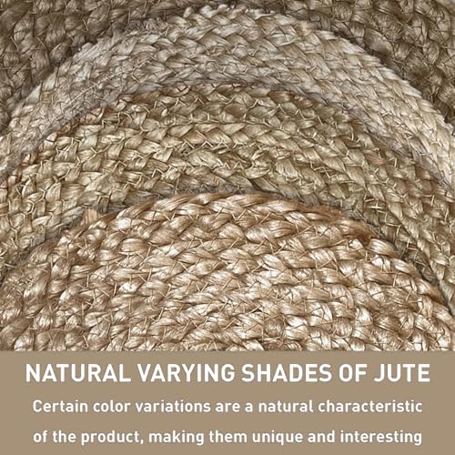Hand Woven Natural Jute Braided Rug – 6 Ft Round Scalloped Rug | Rustic Boho Farmhouse Reversible Rug for Entryway, Front Door, Kitchen, Nursery, Dining Room, or Patio | Natural Fiber Rug - size: 6' x 6' (Flower)