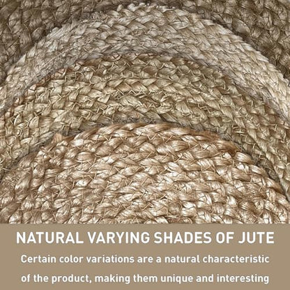 Hand Woven Natural Jute Braided Rug – 6 Ft Round Scalloped Rug | Rustic Boho Farmhouse Reversible Rug for Entryway, Front Door, Kitchen, Nursery, Dining Room, or Patio | Natural Fiber Rug - size: 6' x 6' (Flower)