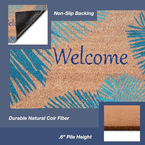 Liora Manne Natura Door Mat - Novelty Designs, Durable Natural Coir & Vinyl Back, Long Lasting Color, Foyers, Porches, Patios & Decks, Welcome, 2' x 3'
