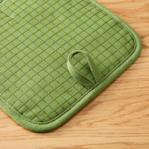 KITCHENAID Gourmet Series Gridlines Pot Holders 2-Pack Set, Heat Resistant up to 600°F, Soft Silicone Grip, Magnetic Cuff, Matcha Green, 8"x8" - color: Matcha Green