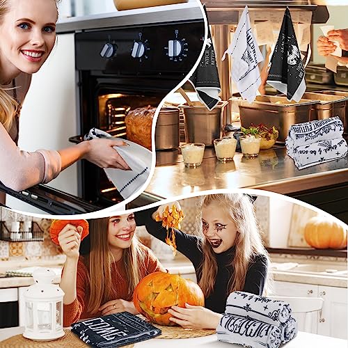 Ganeen 6 Pcs Halloween Kitchen Towel Set Witch Horror Proverbial Dishtowel Spooky Ghost Hand Towel for Home Tea Kitchen Cooking Baking Bath - color: Exquisite