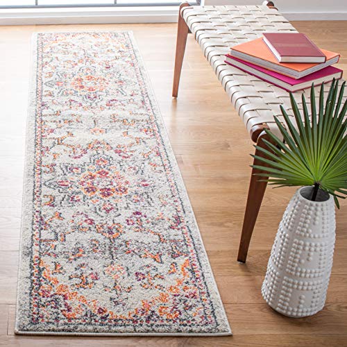 SAFAVIEH Madison Collection Runner Rug - 2' x 8', Beige & Orange, Boho Chic Distressed Medallion Design, Non-Shedding & Easy to Clean, Ideal for Ideal for Hallway, Foyer, Entryway, Bedroom (MAD473E) - color: Beige/Orange, size: 2' x 8' (Runner)