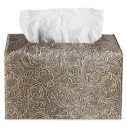Leather Cover for Disposable Paper Hand Towel Box, Compatible with Kleenex Paper Hand Towel(1-Carved Cooper Gold) - color: 1-carved Cooper Gold
