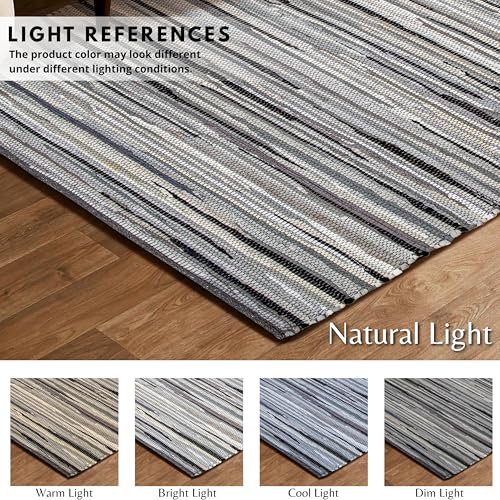 Ramanta Home Hand Woven Cotton Chindi Rag Rug 3'x5' - Charcoal | Recycled Rugs, Boho Farmhouse Rugs for Living Room, Dinning Room, Kitchen, Entryway, Bedroom Rug - 36"x60" - color: Charcoal, size: 3 x 5 feet