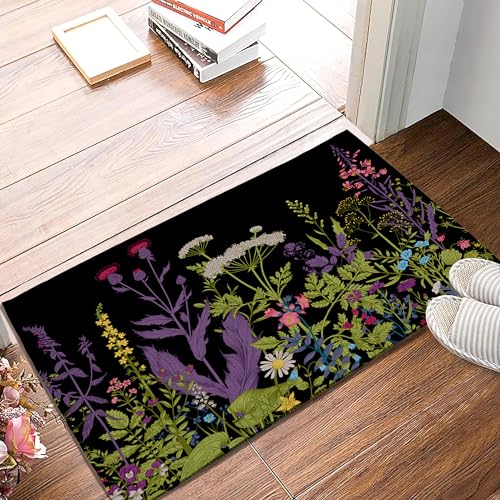 SPUNKER Herbs and Wild Flowers Welcome Mat - Indoor/Outdoor, Low-Profile Floor Rug, 17''x30'' - color: Herbs and Wild Flowers