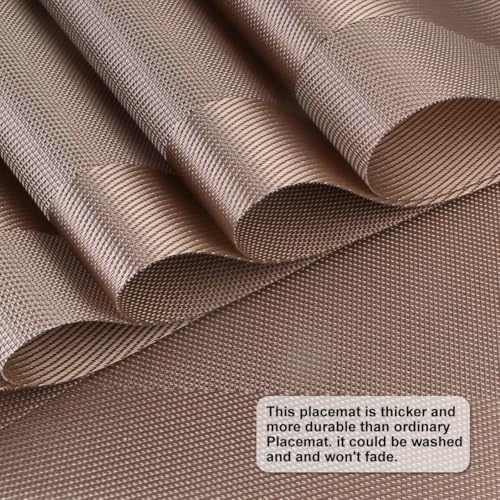 DACHUI Placemats Set of 4, Stylish Woven Place Mats for Dining Table, Washable & Durable PVC Table Mats (Champagne) - color: Champagne, size: 4PCS