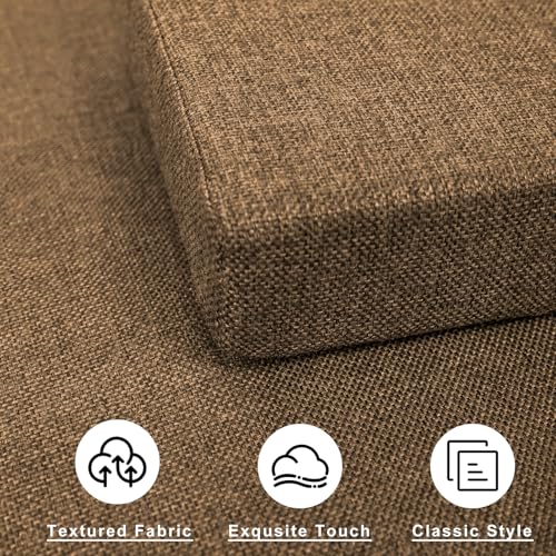 4PCS Linen Soft Foam Seat Cushion | 14x10x2 Inches Bar Stool Cushions Square | Thickened Recliner Cushion | Chair Cushion with Removable Cover (Dark Brown) - color: 4pcs Dark Brown, size: 14x10x2IN