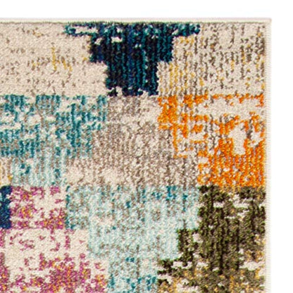 SAFAVIEH Madison Collection Runner Rug - 2' x 8', Ivory & Multi, Boho Abstract Distressed Design, Non-Shedding & Easy Care, Ideal for High Traffic Areas in Living Room, Bedroom (MAD417C) - size: 2' x 8' (Runner)