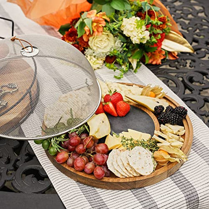 Twine Modern Manor Slate & Acacia Wooden Charcuterie Board With Dome Cover, Outdoor Entertaining Cheese Board, Snack Platter, 3-Piece Set - style: Modern Manor Slate
