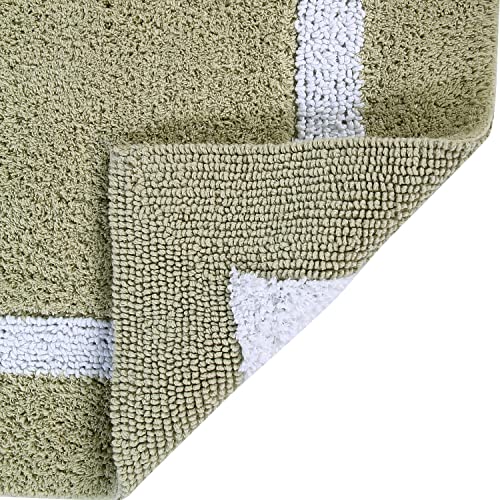 Better Trends Toilet Rugs U Shaped 100% Contour Bathroom Rugs Sage & White 20" x 20" Extra Soft & Thick, Water Absorbent, Reversible, Machine Washable, Tufted Bath Mats Hotel Collection - color: Sage & White, size: 1'8" x 1'8" (20" x 20")