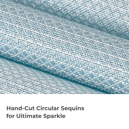 Leetaltree Woven Vinyl Placemats Set of 24, Mist Blue Sequin | Waterproof & Washable Dining Table Mats for Wedding, Anniversary, Daily Use, Hand-Cut, Easy to Clean - color: 00- Mist Blue Sequin, size: Set of 24
