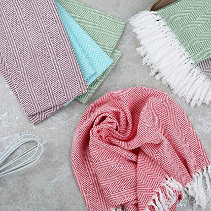 100% Cotton Hand Face Head Guest Gym Towel Set Washcloth Kitchen Tea Towel Dish Cloth Set of 4 (Red) - color: Red