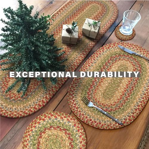 Homespice Azalea Jute Braided Table Runner, Oval 8x28 Set of 2 | Multicolor Table Runner for Dining Table, Reversible, Rich Colors, Durable and Easy to Clean - color: Cider Barn