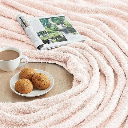 Super Soft Pink Throw Blanket 50x60 inches- Lightweight Plush Fuzzy Fluffy Warm Cozy Blankets and Throws for Sofa Bed All Season Use - color: Pink, size: Throw/Travel(50"x60")
