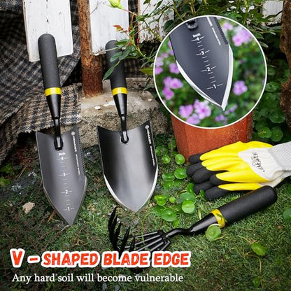 Kemaier 3-Piece Garden Tool Set, Heavy-Duty Stainless Steel Premium Tools | Effortless Digging, Precision Planting, Sharp Weeding, For Serious Gardeners And Landscapers