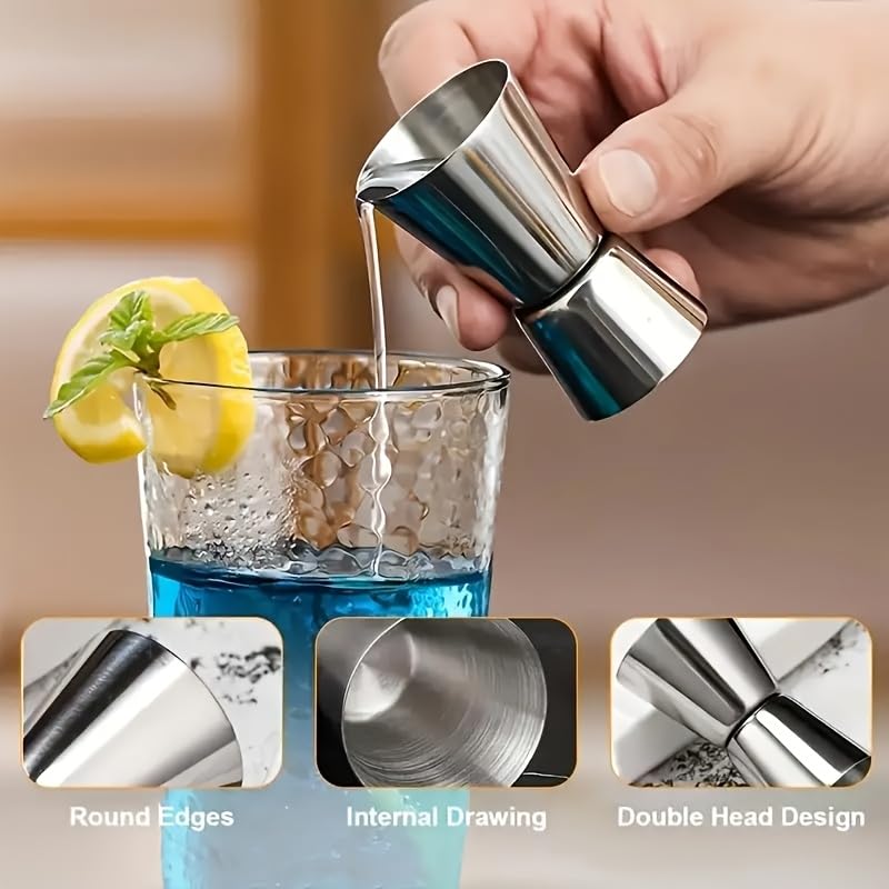 XDNOOK 5pcs Cocktail Shaker Set Bartender Kit,Professional Bar Set, Jigger,Mixer Spoon, Muddler, Liquor Pourers Ideal Bar Accessories for Home, Gift for Christmas, Birthday, Beginners