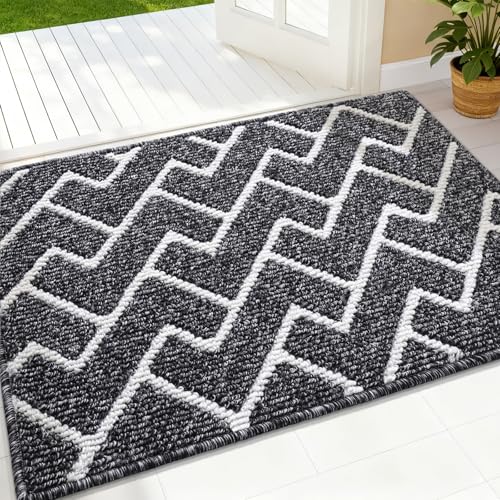OLANLY Front Door Mat, Non-Slip Rubber Backing, Dirt Resistant and Absorbent, Washable, Easy to Clean Low-Profile Indoor Doormat for Back Door, Entryway, Inside Entrance, 32x20, Black - color: Black, size: 32" X 20"