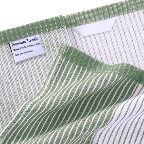 Homaxy Premium 100% Cotton Kitchen Towels 18"x28", 8 Pack, Green | Large Kitchen Hand Towels, Soft and Absorbent Tea Towel, Dish Towels with Hanging Loops - color: Grass Green, size: 18 x 28 - 8 Pack