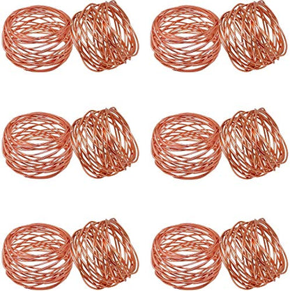 ITOS365 Handmade Round Mesh Napkin Rings Holder for Dinning Table Parties Everyday, Set of 12 - color: Copper