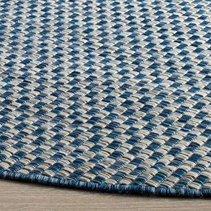 SAFAVIEH Courtyard Collection 4' Round Blue/Grey CY8653 Indoor/ Outside Waterproof Easy cleansingPatio Backyard Mudroom Area Mat - color: Blue / Light Grey, size: 4' (Round)