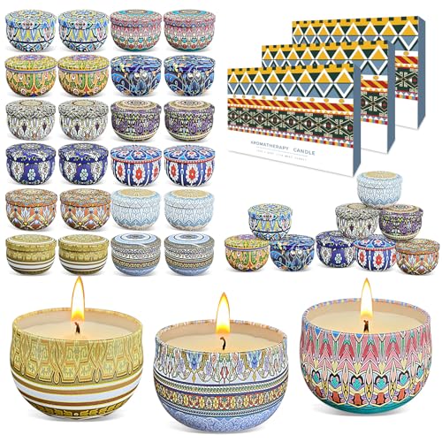 36 Pack Scented Candles Set for Home, Relaxing Stress Relief, Aromatherapy, Russian Patterns - Natural Soy Wax and Fragrance - Gifts for Women, Mom, Best Friend, Wife, Birthday