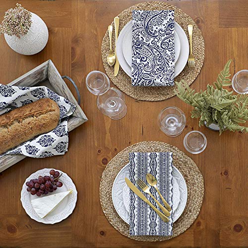 6 Pack Round Woven Placemats,13 inch Plate Chargers Natural Wicker Placemats Water Hyacinth Straw Braided Tablemats Rattan Tablemats Rustic Weave Placemats for Dining Table - size: Woven Placemats 13 inch-6